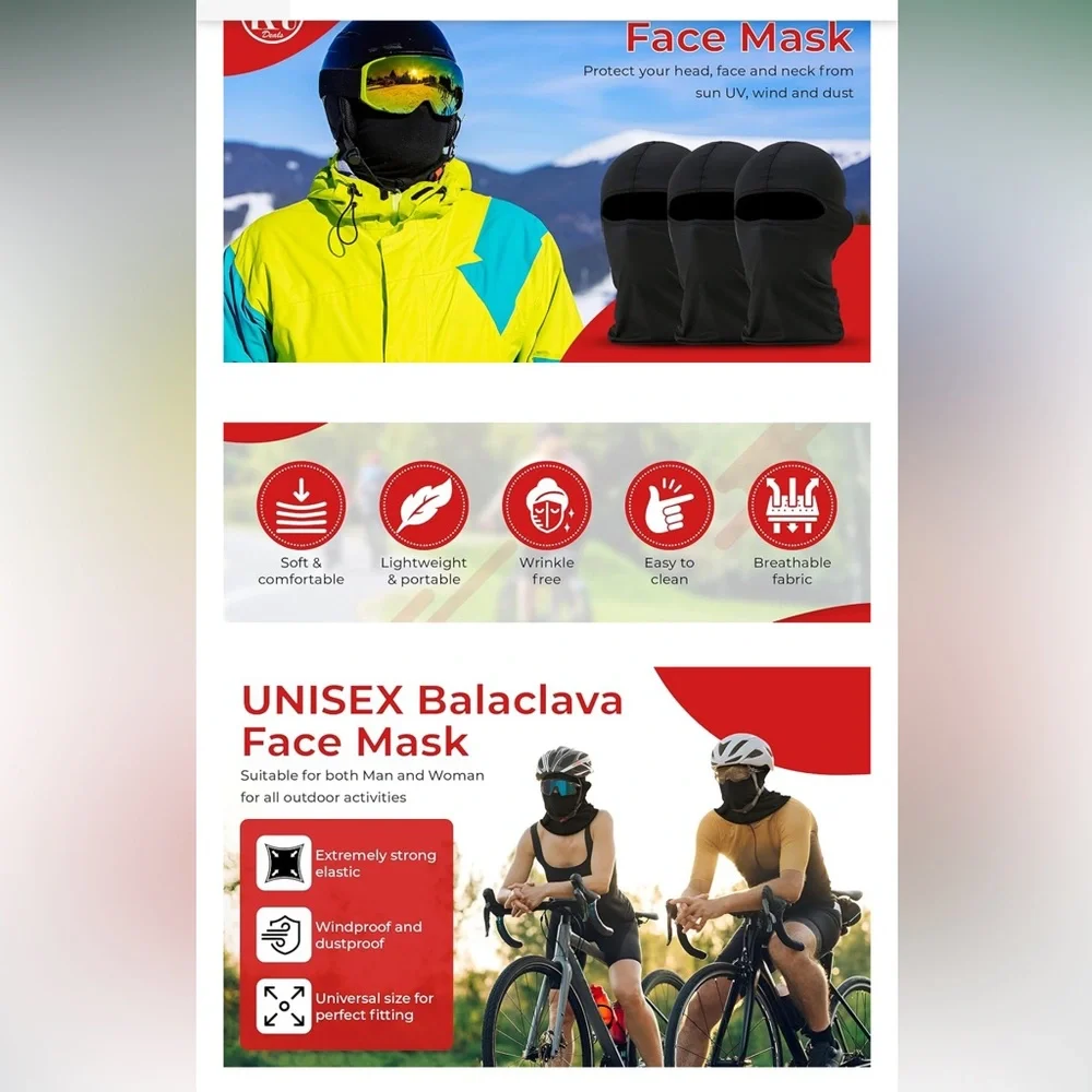 Balaclava gaiter full head one hole outdoor activities face neck mask unisex new